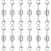 SUTQIGUI Magnetic Necklace Jewelry Clasps and Closures with Double Lobster Clasp, Silver Magnetic Jewelry Clasps for Necklaces, Bracelet Necklace Extenders for Women (12PCS)