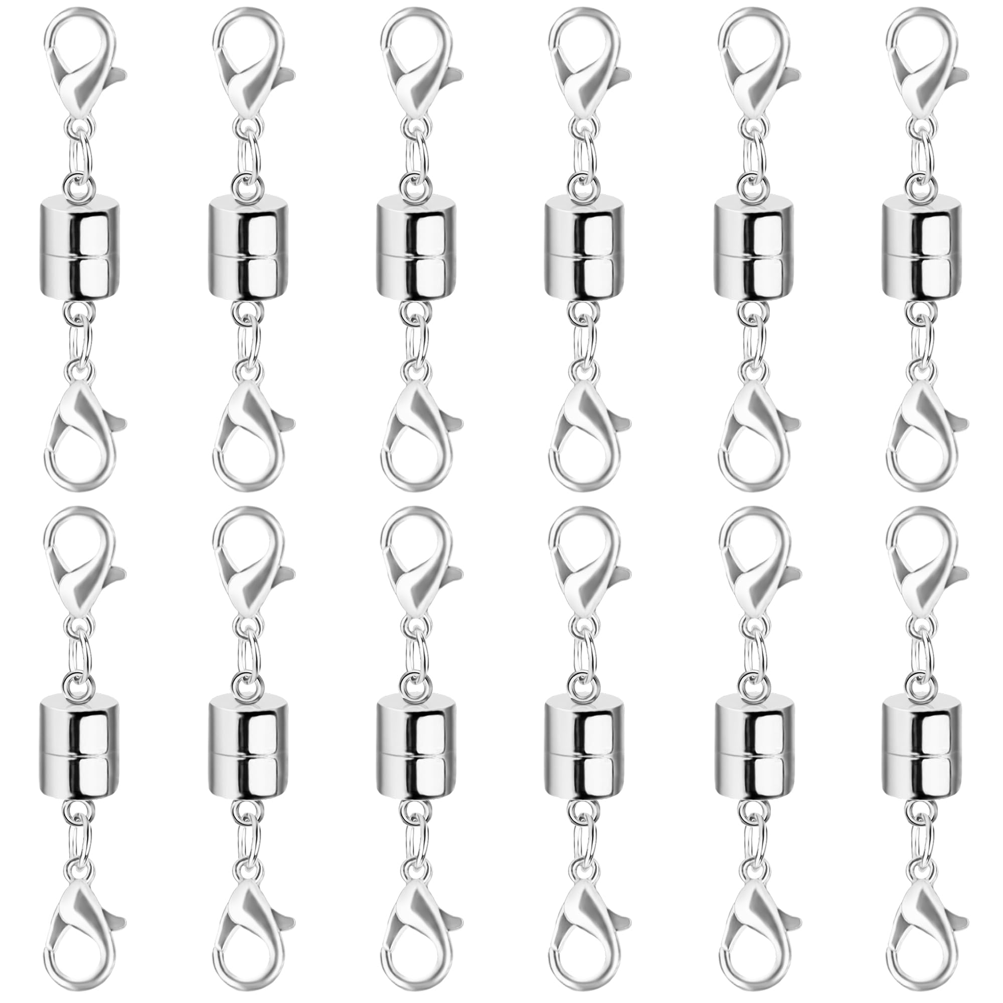Photo 1 of SUTQIGUI Magnetic Necklace Jewelry Clasps and Closures with Double Lobster Clasp, Silver Magnetic Jewelry Clasps for Necklaces, Bracelet Necklace Extenders for Women (12PCS)