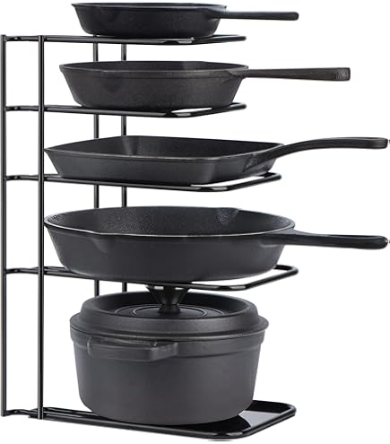 Enclume Porta Pentole A 6 Ripiani In Acciaio Martellato | Scaffale Da Cucina Autoportante, Largo 41,9 Cm, Produzione USA