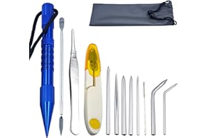 LZDICITARU 12-Piece Paracord FID Tool Kit,Stainless Steel Marlinspike & Lacing Needles for Ropes,Leather,Bracelet Making Blue