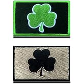 Zcketo 2 Pieces Irish Clover Embroidered Emblem Lucky Leaf Shamrock Hook and Loop Ireland Funny Tactical Patch for Attach to Bags Caps Backpack Uniform Vest Clothes or Collect