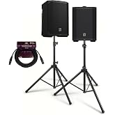 Electro-Voice EVERSE 8 8 2 Way Battery Powered Loudspeaker Bundle | Includes Focus Pro Audio All-Aluminum Speaker Stand Pack and XLR Male to Female Microphone Cable