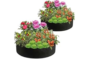 Feitore 2 Pack 100 Gallon Fabric Raised Garden Planting Beds, Heavy Duty Round Plant Grow Bags Breathable Non-Woven Planting Container for Vegetables Flower Herbs and Plants, Gardening Outdoor