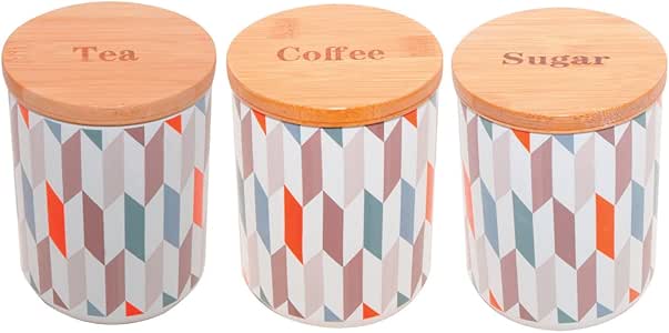 Pice y Kensington con figuras geométricas de té café y azúcar 3 juego