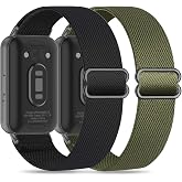 Folavii 2 Pack Stretchy Nylon Compatible with Samsung Galaxy Fit 3 Band for Women Men, Elastic Adjustable Soft Sport Strap Wristband for Galaxy Fit 3 Band SM-R390
