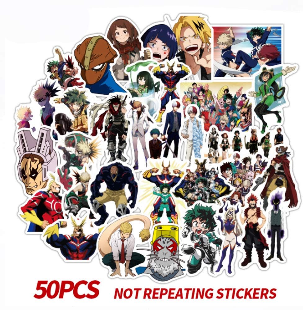 My Hero Academia Anime Cartoon Laptop Stickers Waterproof Decal Bumper No-Duplicate for Skateboard Pad MacBook Car Snowboard Bicycle Luggage (70Pcs)