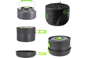 aiGear Camping Cooking Set Cookware Mess Kit with Storage Bag Pot Pan and Teapot Set Camping Accessories for Outdoor Camping 