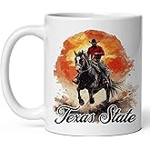 Texas State Ceramic Coffee Mug 11oz Lone Star State - Tea Coffee Mug with Comfortable Grip - Unique Travel Gift Cup for Office or Home - Vibrant Long-Lasting Print ID44991