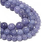 Yochus 60pcs Blue Angelite Stone Beads，6mm Healing Power Natural Stone Round Loose Beads for Jewelry Making Earring Necklace DIY Crafts
