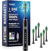 7AM2M Sonic Electric Toothbrush for Adults,Type-C Charging Run for 120 Days | 6 Brush Heads &amp; 5 Modes, 40000VPM Powered Rechargeable Toothbrush, Smart Timer, IPX7 Waterproof, Travel&amp;Home Use, Black