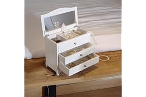 Jozen Gift White Ballerina Musical Jewelry Box with Mirror and Necklace for Girls and Women,Jewelry Storage Chest, for Birthday,Valentine's Day and All Holidays,Great Gift for Daughter, Wife