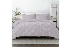 Kotton Culture 1 Pc Queen/Full Size Pinch Pleated - Pintuck Duvet Cover Only- 100% Egyptian Cotton 600 Thread Count Decorative Comforter Cover-Zipper Closure & 7 Internal Ties (Light Grey, 90" X 90")