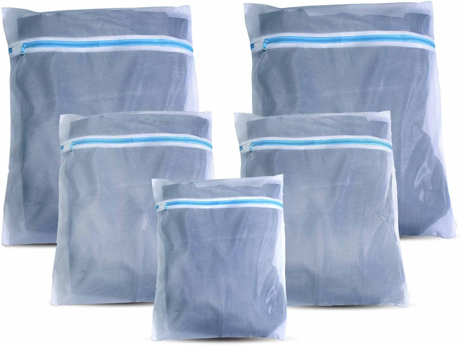 Set of 5 premium mesh wash nets with high-quality zip seals, for washing machines and tumble dryers. Perfect for delicate clothes. Quality laundry bag - Laundary sack - Laundry bag.