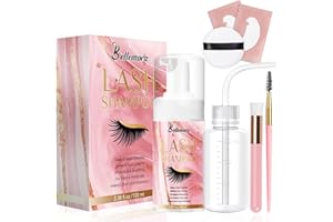 Bellemora Lash Shampoo for Lash Extensions 100ml, 3.38 fl.oz Mild Lash Shampoo Deep Cleaning, Lash Cleaning Kit Natural to Care Eyelash Extension Remove Eye Makeup, Oil, Dust for Salon & Home Use