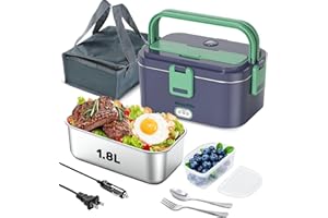 Dosevita Electric Lunch Box Food Heater,80W Portable Food Warmer with 1.8L Stainless Steel Container, 12/24V/110 Heated Lunch