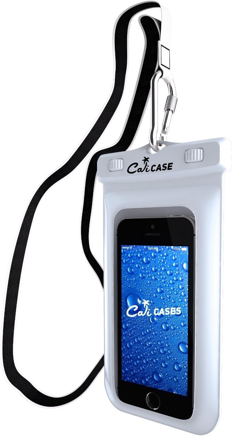 CaliCase Floating Waterproof Case Dry Bag Pouch (Medium) - Apple iPhone 5S 6 5C 5 4S 4, Samsung Galaxy S4 S3 S2 / Alpha / Active / Zoom / mini, Nexus 4 5, Sony Xperia Z1 Z2 Z3 Z4 Compact, Moto G / E, LG Volt - Perfect for Outdoor Activities: Boating / Kayaking / Rafting / Swimming - Protects your Cell Phone from Water, Sand, Dust and Dirt - IPX8 Certified to 100 Feet