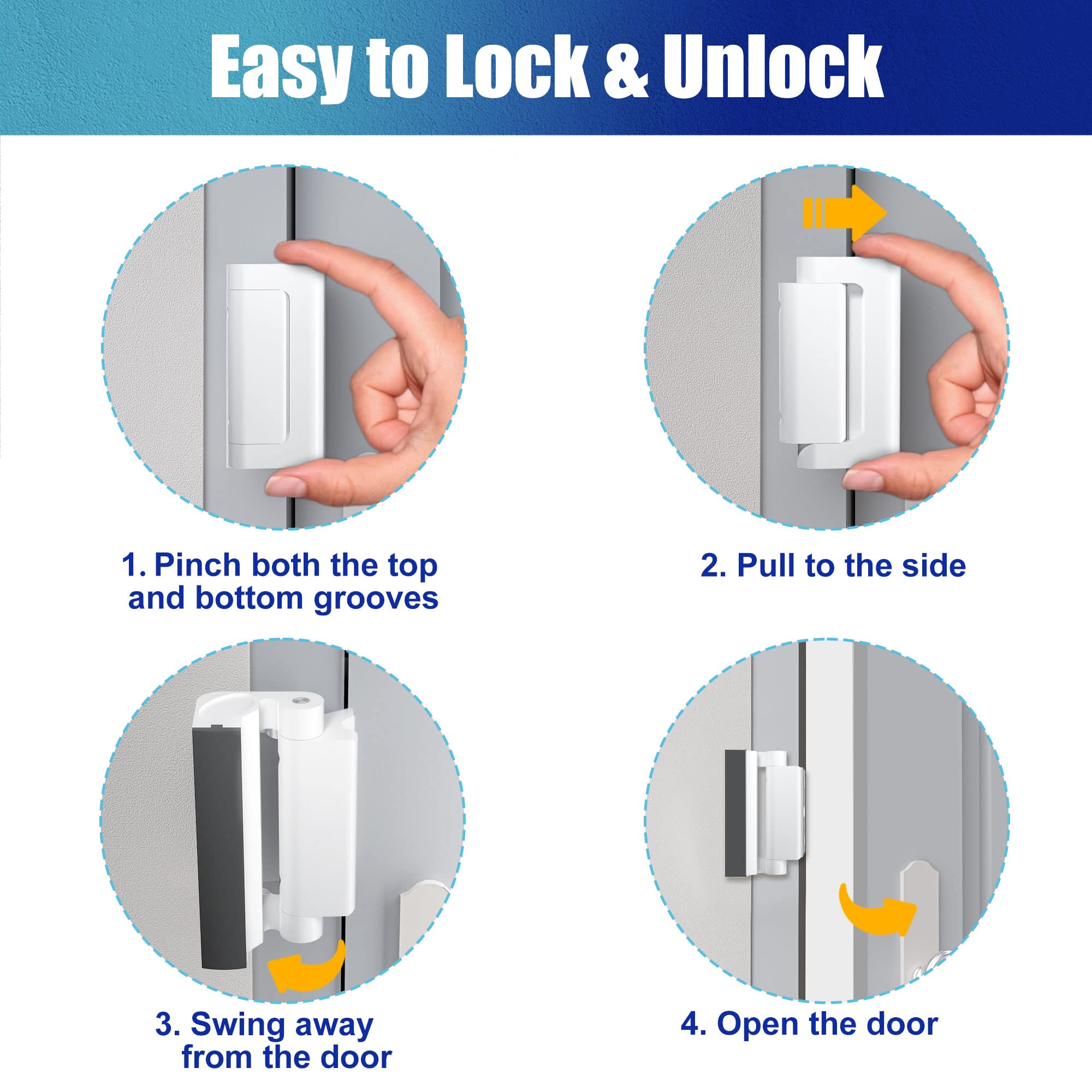 Door Reinforcement Lock Withstands 800lbs of Force - White Extra Proof Door Lock for Kids Safety with 8 Screws Prevents Unauthorized Entry, Add a Door Security Lock for Home Safety & Privacy