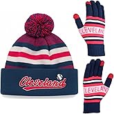 Vintage Classic Skull Cap 3D Embroidery Beanie Cuffed Winter Hat Knit with Touch Screen Gloves Gifts for Fans