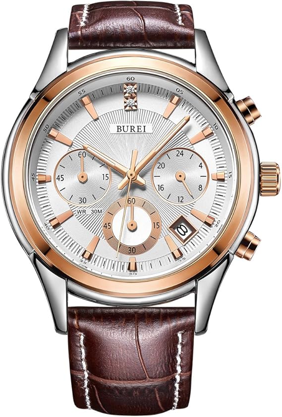 Amazon Bureiメンズ腕時計ファッションマルチファンクションクォーツカジュアルビジネスウォッチ人気メンズバースデーギフトローズゴールド 白 メンズ腕時計 腕時計 通販
