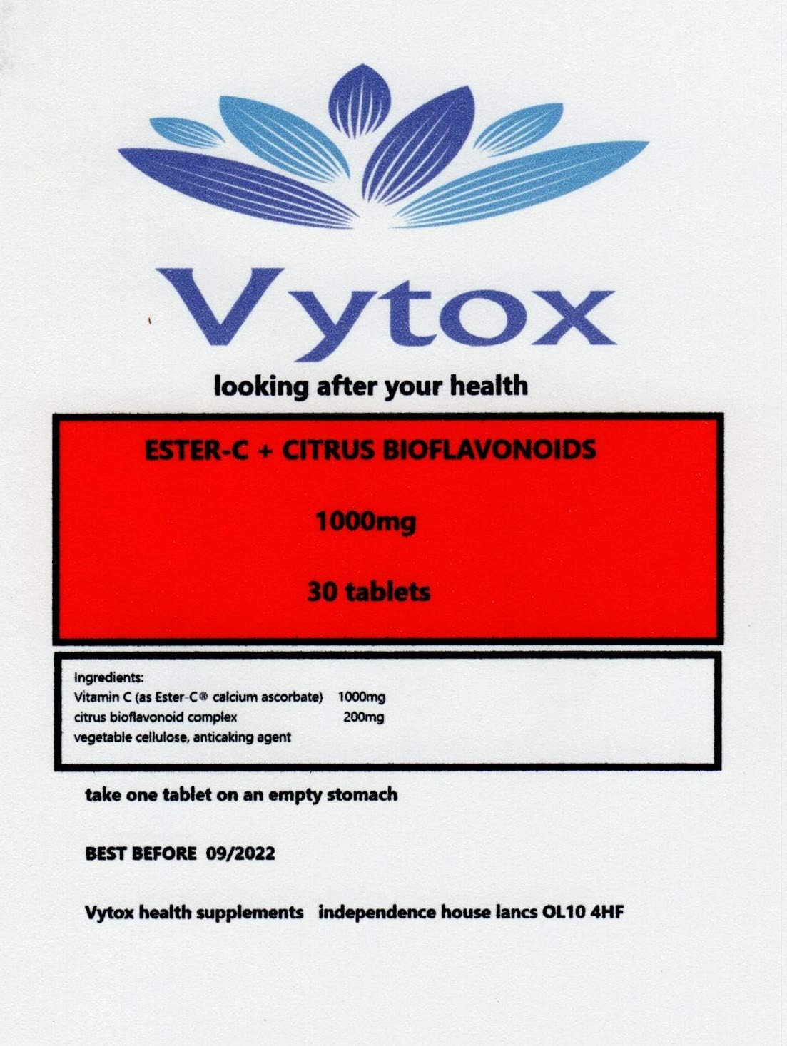 Ester-C HIGH Strength 1000mg 30 Tablets HIGH Absorption, ANTIOXIDANT. 1 Month Supply. by Vytox