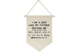 TOPTHINK I Am A Jedi Like My Father Before Me -Canvas Hanging Flag Banner Wall Sign Decor Gift for Baby Kids Boy Nursery Teen Room Front Door - Christmas Birthday Presents