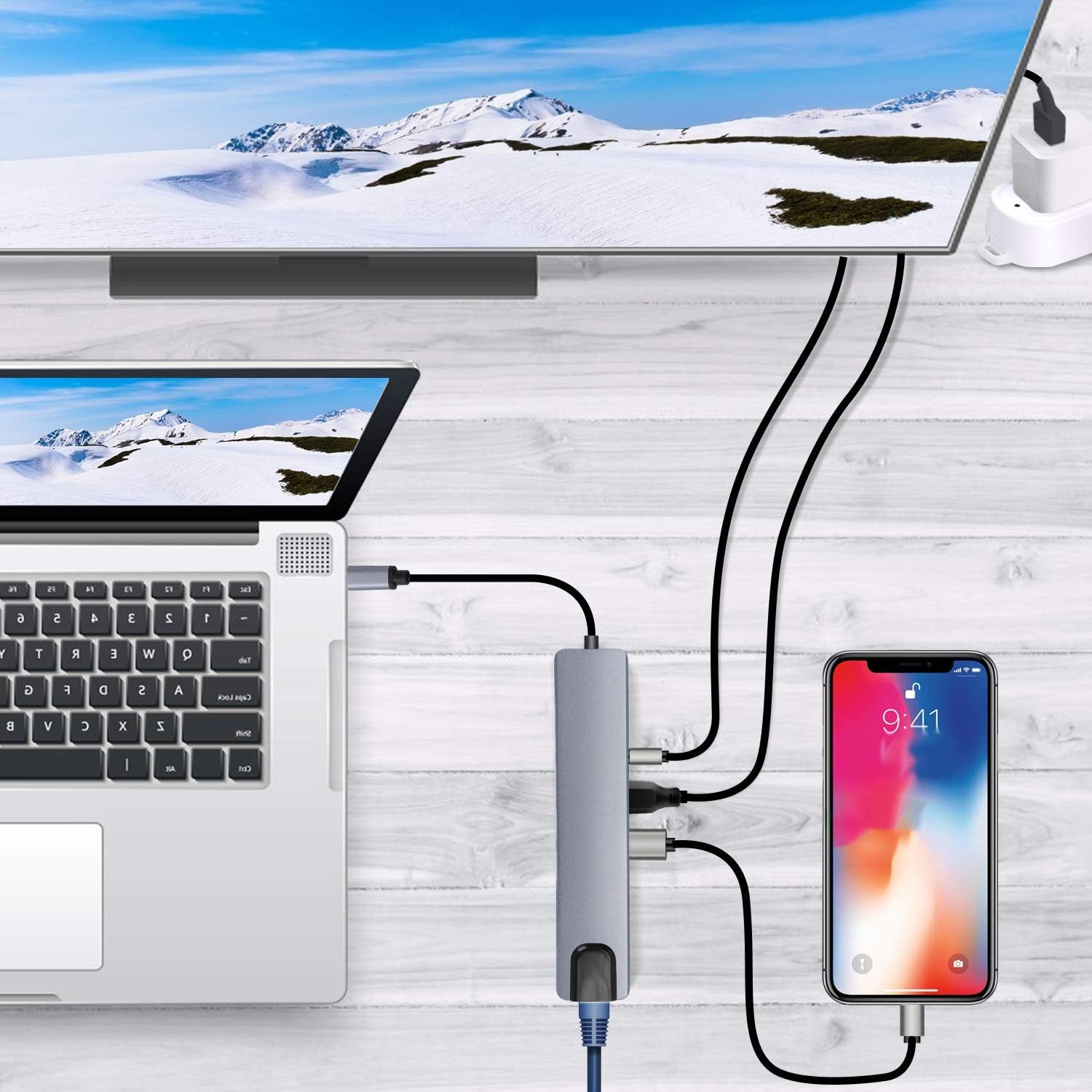 USB C Hub for MacBook Pro/Air, 8-in-1 Type C Hub with Ethernet Port, one 4K HDMI, 2 USB 3.0 Ports, 100W Power Delivery Charging, and SD Card Reader with Zoopod: Computers & Accessories