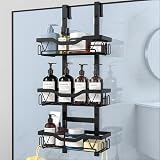 UUlioyer Hanging Shower Caddy Over Door 3-Tier Shelf No Drilling Black