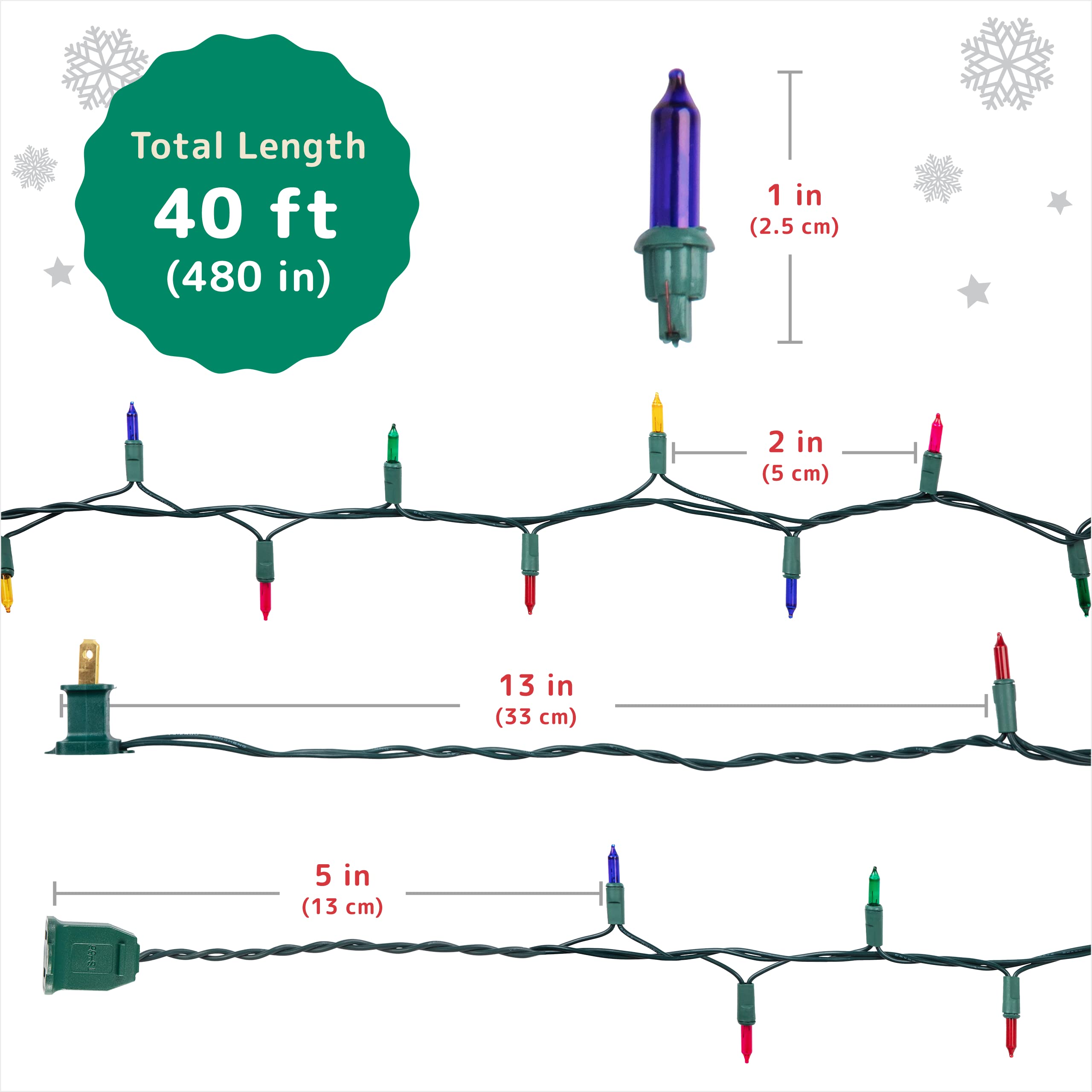 PREXTEX Multi Colored Christmas Tree Light String - Twinkle 200 Lights Mixed Color with Green Wire - 40 ft Outdoor Mardi Gras Lights for Holiday and Indoor Decorations