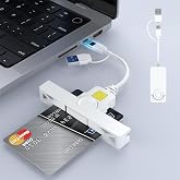 CAC Card Reader 2 in 1 USB/Type C Dual Connector, DOD Military USB Common Access CAC Reader Type C Smart Card Reader Compatible with Windows, Mac OS Mini Fold Plug and Play