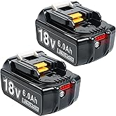 DTK 2Packs Replacement for Makita 18V 6000mAh Cordless Power Tools Battery BL1830B BL1820B BL1860B BL1850B BL1840B