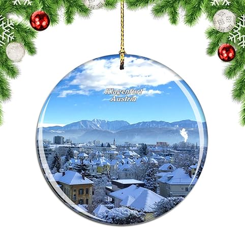 Amazon Weekinoオーストリアクラーゲンフルトクリスマスデコレーションオーナメントクリスマスツリーペンダントデコレーションシティトラベルお土産コレクション磁器2 85インチ ボール おもちゃ