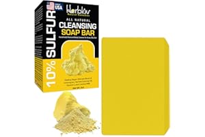 HERBLOV Cleansing 10% Sulfur Soap Bar for Face & Body – Natural Shine Control Facial Cleanser for Acne, Oily Skin – Made in USA Healing Skincare Wash with Lemongrass, Tea Tree Oil, Vitamin E, Coconut Milk