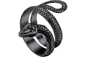 RICHSTEEL Stainless Steel/18K Gold Plated/Black Snake Ring for Men Women Size 7-12 Serpent Reptile Rings Punk Gothic Jewelry(with Gift Box)