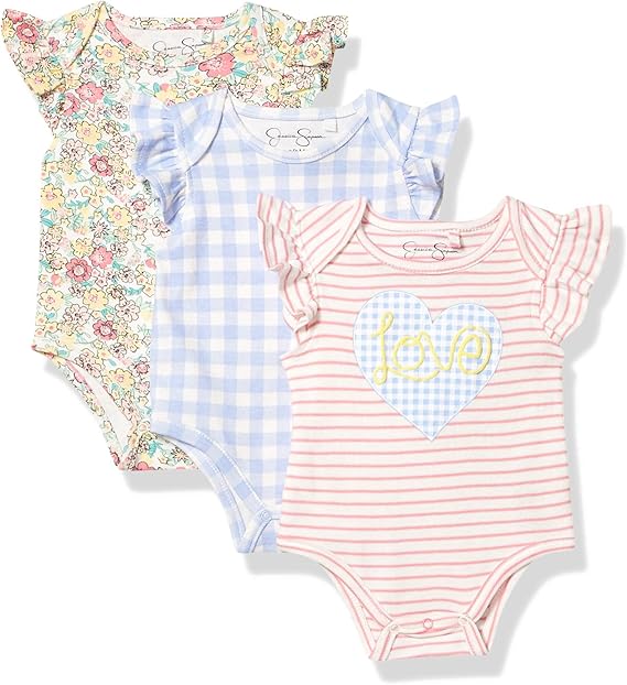 Jessica Simpson Baby Girls' Bodysuit, 3 Pack Clothing