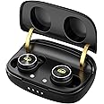 Monster Clarity 101Plus AirLinks Wireless Earbuds, Bluetooth 5.0 in-Ear Headphones with Charging Case, Stereo Earphones Deep Bass Sound, Built-in Mic, Clear Call, Water Resistant Design for Sports.
