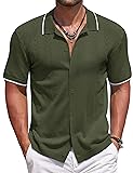 COOFANDY Men Knit Polo Shirts Short Sleeve Button