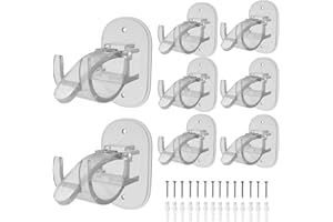 AMZAOMNN 8PCS Upgraded Self Adhesive Curtain Rod Brackets，Curtain Rod Hooks，Curtain rods no Drilling，Curtain Rod Brackets for Wall，for0.6~1.7 inch Curtain Rod(Transparency)