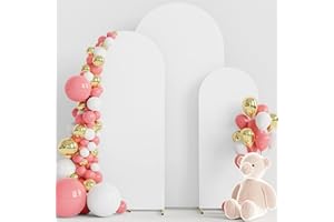 Wokceer Set of 3 Wedding Arch Cover Spandex Fitted Wedding Arch Stand Covers for Round Top Chiara Arch Backdrop Stands Cover for Birthday Party Ceremony Banquet Decoration 4ft,5ft,6ft White