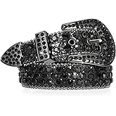 SUOSDEY Kids Rhinestone Western Belt for Girls Boys, Cowboy Cowgirl Diamond Studded Bling Leather Belt