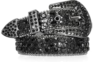 SUOSDEY Kids Rhinestone Western Belt for Girls Boys, Cowboy Cowgirl Diamond Studded Bling Leather Belt