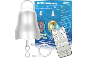 CNCJ Disco Ball Motor with Remote Control, Speed Adjustable Silver Wind Spinner Motor, 1600mAh 1-30 RPM Slow Rotating Silver Mirror Ball Motor with Timing