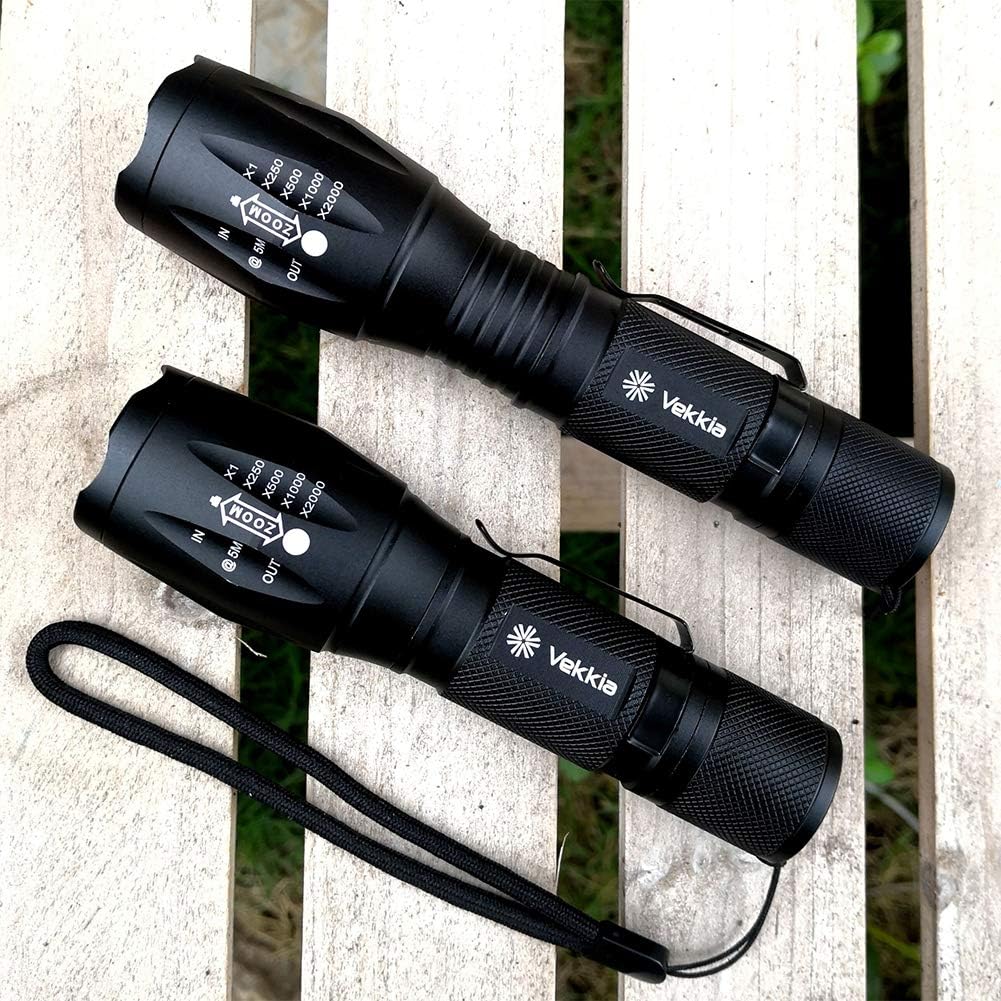 2 Pack Super Bright Led Flashlights with Belt Clip, High Lumens Flashlight with Zoomable Focus, 3 Modes, IPX6 Waterproof. Flash Light Built to Last. Great Gift for Camping, Hiking & Home USE - - 