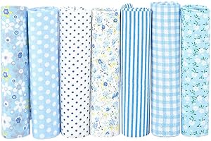 7 Set DIY Patchwork Cotton Fabric, 25 x 25cm 100% Cotton Fabric Different Pattern Patchwork Fabric DIY Patchwork Cotton Batik