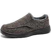 OrthoComfoot Men's Orthopedic Slippers Walking Shoes with Arch Support: Slip On Loafers for Plantar Fasciitis, Casual Flat Feet Hook and Loop Mule Clogs for Foot and Heel Pain Relief