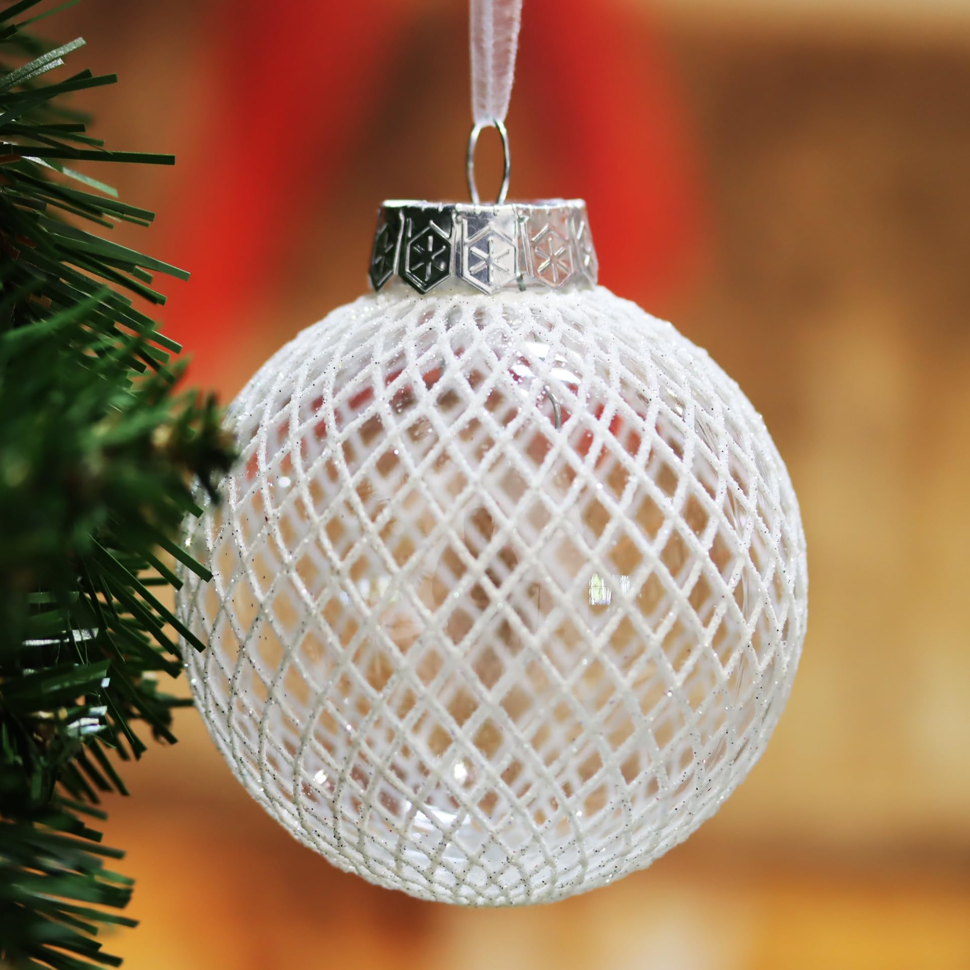 SLEETLY 28pk Bauble White Ornaments for Christmas Tree Holiday Xmas Decorations, Shatterproof Plastic 3.15 Baubles, Icicles and Snowflakes — image 1