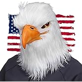 MOKRY PARTY White Eagle Head Mask Animal Bird Mask Eagle Claw Hairy Latex Mask Halloween Carnival Costume Mask, Adult Size