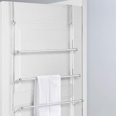 Top Home Solutions 3 Tier Chrome Over Door Airer Towel Rail 60cm W x 12cm D x