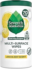 Seventh Generation Multi-Surface Cleaning Wipes, Lemon Zest Scent, Cuts Grease & Grime, 70 Wipes