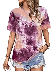 LilyCoco Women's Tie Dye Graphic Tees Short Sleeve