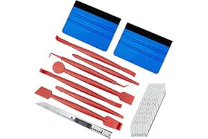 CARTINTS Auto Vinyl Wrap Starter Kit, Car Film Tool Tinting Kit with 2pcs Plastic Felt Squeegee, Retractable Utility Knife and 10pcs Snap-Off Blades, 7 in 1 Edge Trimming Squeegee